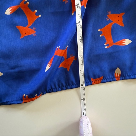 ModCloth-Peach Love-Fox Dress-Blue-Orange- A Line-Whimsical-Size M - Picture 12 of 12